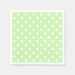 Serviettes En Papier Motif à points polka blanc et vert céleri