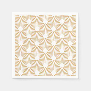 Serviettes En Papier Motif Art déco or et blanc