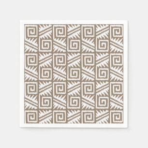Serviettes En Papier Motif Aztec Ikat - Taupe Brun et Crème