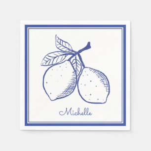 Serviettes en papier motif citron méditerranéen po