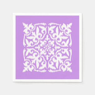 Serviettes En Papier Motif damassé Ikat - lavande et blanc