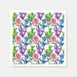 Serviettes En Papier Motif de cactus de fleur sauvage d'aquarelle