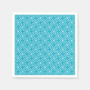 Serviettes En Papier motif de carreaux égyptien, turquoise et blanc