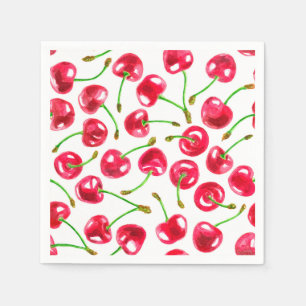 Serviettes En Papier Motif de cerises d'aquarelle
