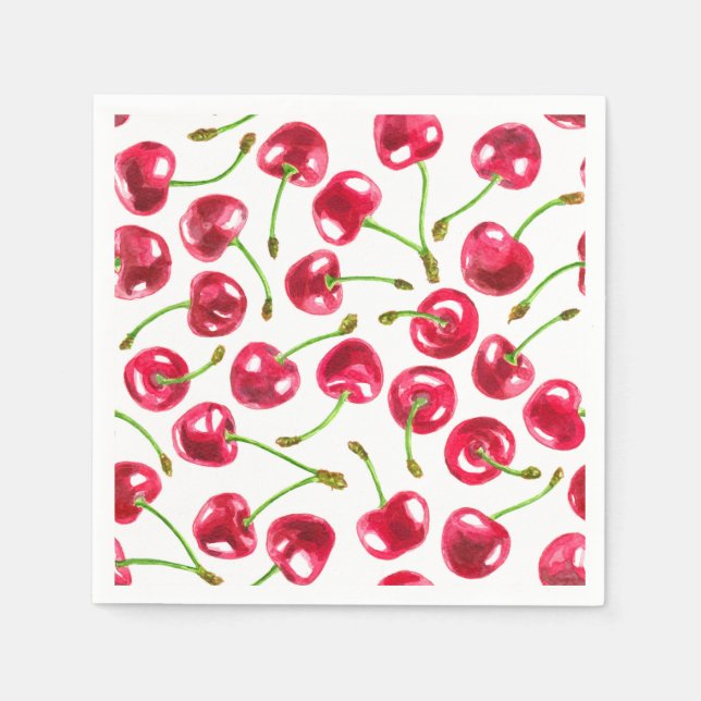 Serviettes En Papier Motif de cerises d'aquarelle (Devant)