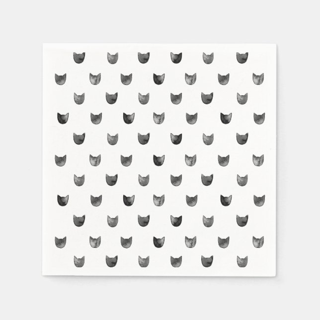 Serviettes En Papier Motif de chats chic noir et blanc (Devant)