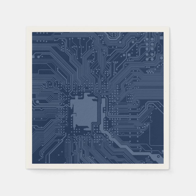 Serviettes En Papier Motif de circuit Geek bleu (Devant)