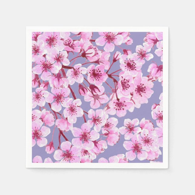 Serviettes En Papier Motif de fleurs de cerisiers (Devant)