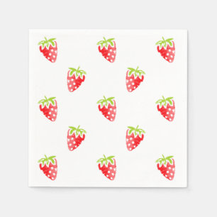 Serviettes En Papier Motif de fraises d'aquarelle