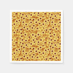 Serviettes En Papier Motif de tournesol - or, jaune et brun
