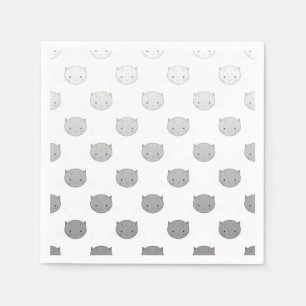 Serviettes En Papier Motif de visages de chat mignons gris