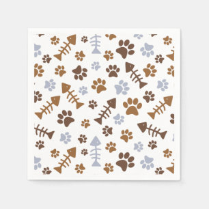 Serviettes En Papier Motif d'empreintes de pattes de chat