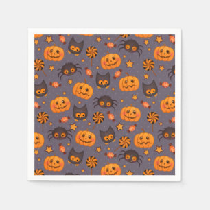 Serviettes En Papier Motif d'Halloween mignon Arrière - plan pourpre