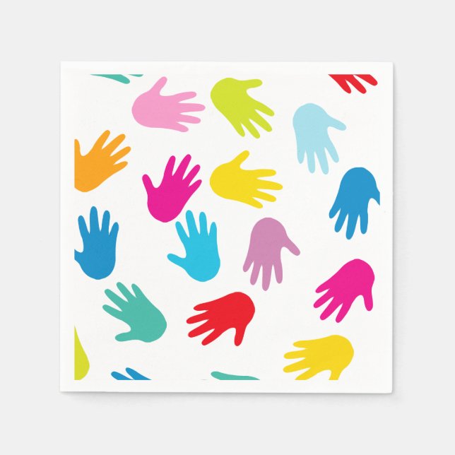 Serviettes En Papier Motif d'impressions de mains d'enfant lunaire (Devant)