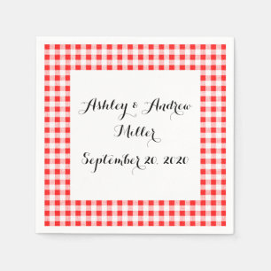 Serviettes En Papier Motif En vichy blanc rouge
