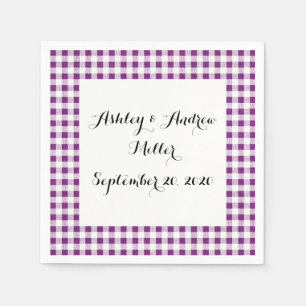 Serviettes En Papier Motif En vichy blanc violet