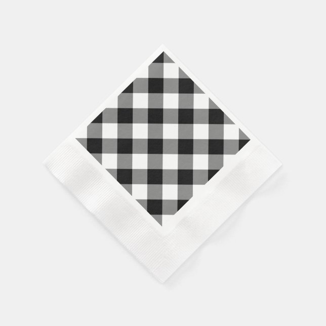 Serviettes En Papier Motif En vichy noir (Coin)