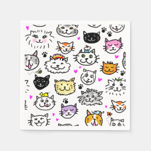 Serviettes En Papier Motif face chats Whimsical