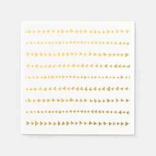 Serviettes En Papier Motif Faux Gold Foil White Flèches