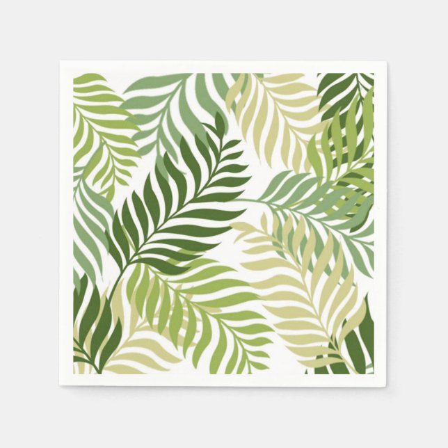 Serviettes En Papier Motif Feuille de la foune botanique sur blanc (Devant)
