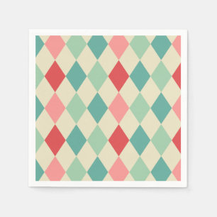 Serviettes En Papier Motif géométrique Arlequin Retro