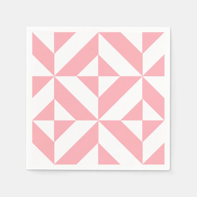 Serviettes En Papier Motif géométrique Melon rose (Devant)