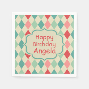 Serviettes En Papier Motif géométrique Retro Harlequin Personnalisé