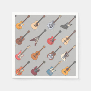 Serviettes en papier motif guitare, Fournitures po