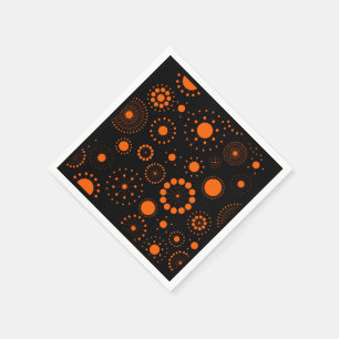 Serviettes En Papier Motif Halloween Orange Et Cercles Noirs