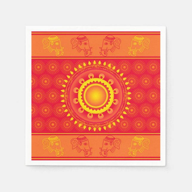 Serviettes En Papier Motif indien (Devant)