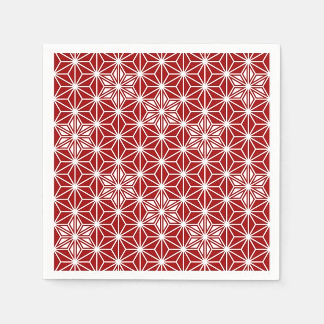 Serviettes En Papier Motif japonais Asanoha - rouge foncé (Devant)