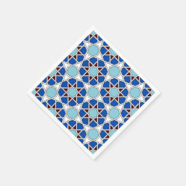 Serviettes En Papier Motif marocain géométrique islamique en bleu
