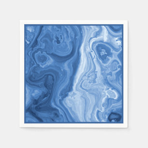 Serviettes En Papier Motif moderne en marbre bleu azur