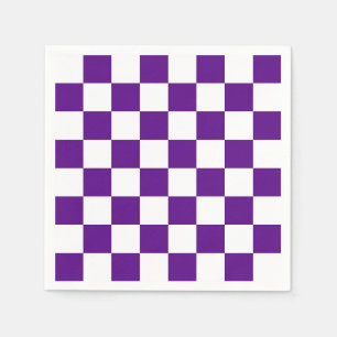 Serviettes En Papier Motif pourpre et blanc de damier