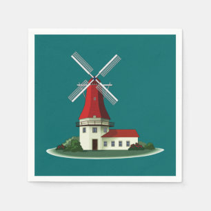 Serviettes En Papier Moulin à vent à clocher en chemise