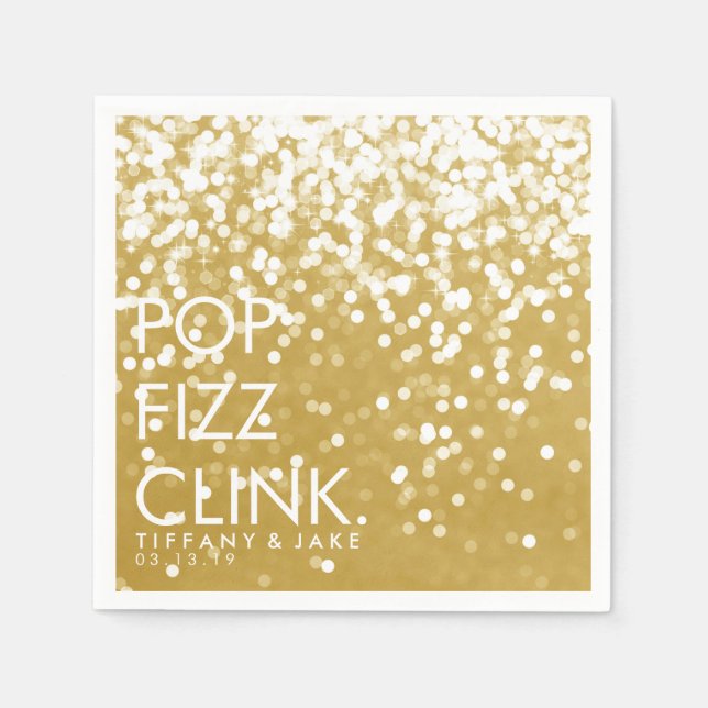 Serviettes En Papier Napkin - Sparkling Pop Fizz Clink Gold (Devant)
