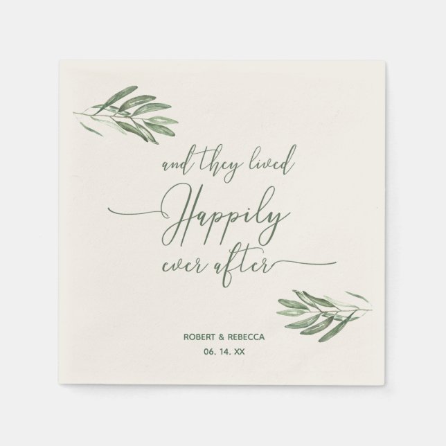 Serviettes En Papier Napkins Feuille en olive (Devant)