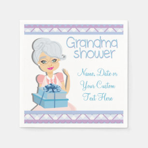 Serviettes En Papier Naples Blue Grandma Baby shower Party
