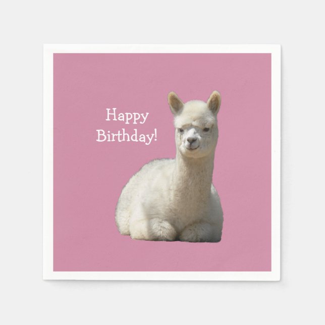 Serviettes En Papier Naples d'anniversaire d'Alpaca (Devant)