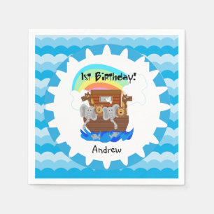 Serviettes En Papier Naples personnalisées Noah's Ark 1er Birthday Pape