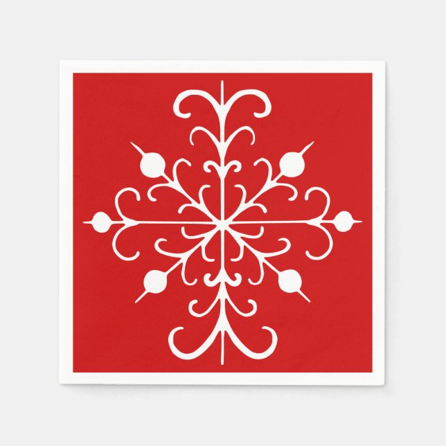 Serviettes En Papier Naples Red Snowflake (Devant)