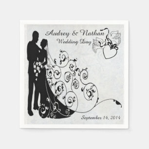 Serviettes En Papier Nappes personnalisées Silhouettes de mariage en de