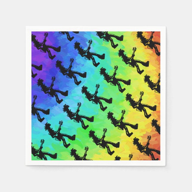 Serviettes En Papier New York Boogie Nights Guitare Rainbow (Devant)