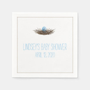 Serviettes En Papier Nid d'oiseaux d'aquarelle Baby shower garçon