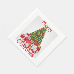 Serviettes En Papier Noël/Blanc standard déjeuner Napkin/Arbre