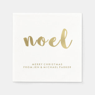Serviettes En Papier Noël de typographie d'or de Faux de Noel