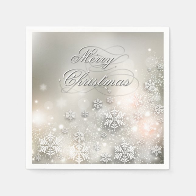 Serviettes En Papier Noël Fête Élégant Flocon de neige Napkin (Devant)