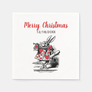 Serviettes En Papier Noël Lapin Blanc Trompettiste Alice Av Merveilles