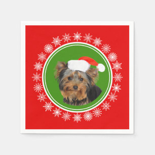 Serviettes En Papier Noël mignon de casquette de Yorkshire Terrier Pè