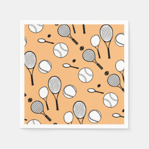 Serviettes En Papier Noir blanc orange de tennis